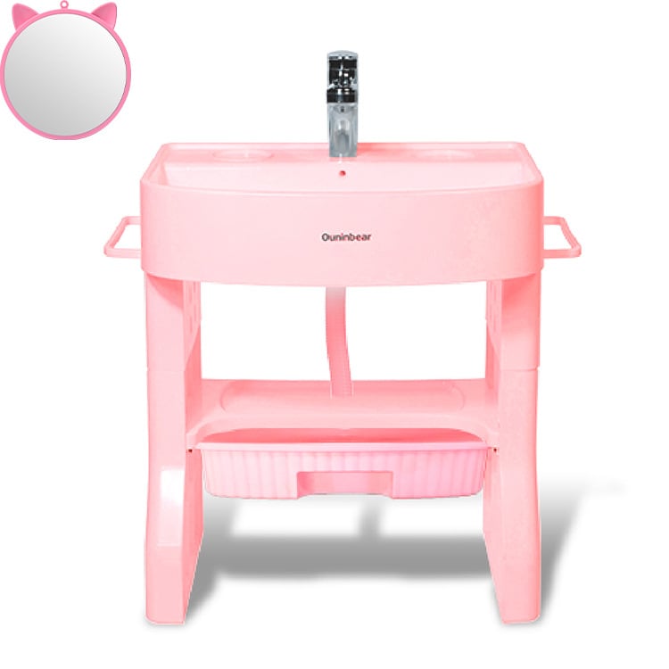 OUNINBEAR Детска стояща мивка за миене на ръце и лице с тренировка за миене на зъби — PP пластмаса; печат на лого; персонализиране; лицензиран частен етикет
