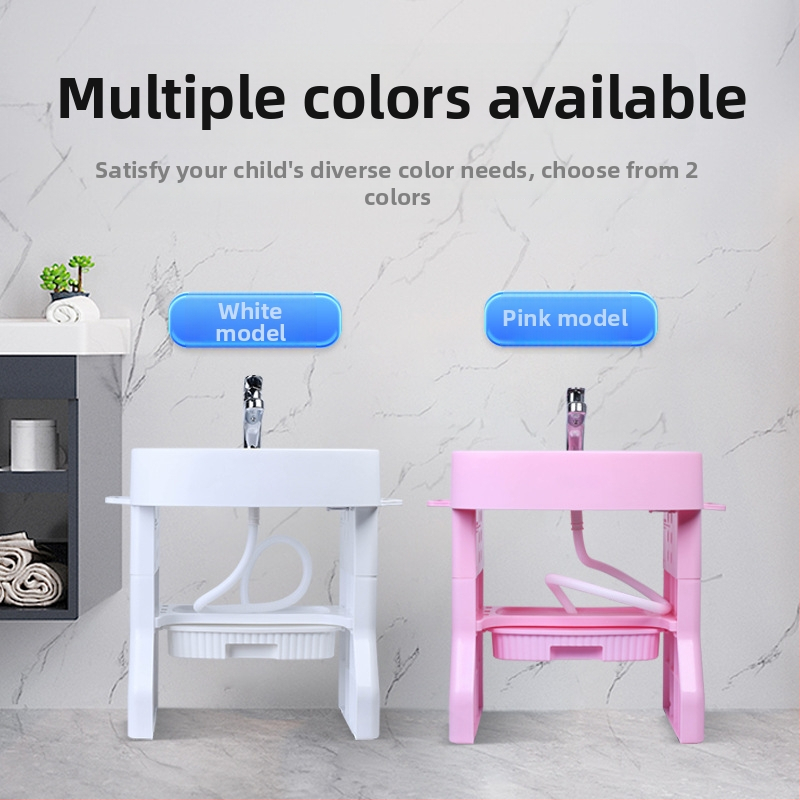 OUNINBEAR Bērnu stāvošā mazgāšanas izlietne — roku, sejas un zobu tīrīšanas apmācība; materiāls PP plastmasa; logotipa druka; pielāgošana; licencēta privātā zīme