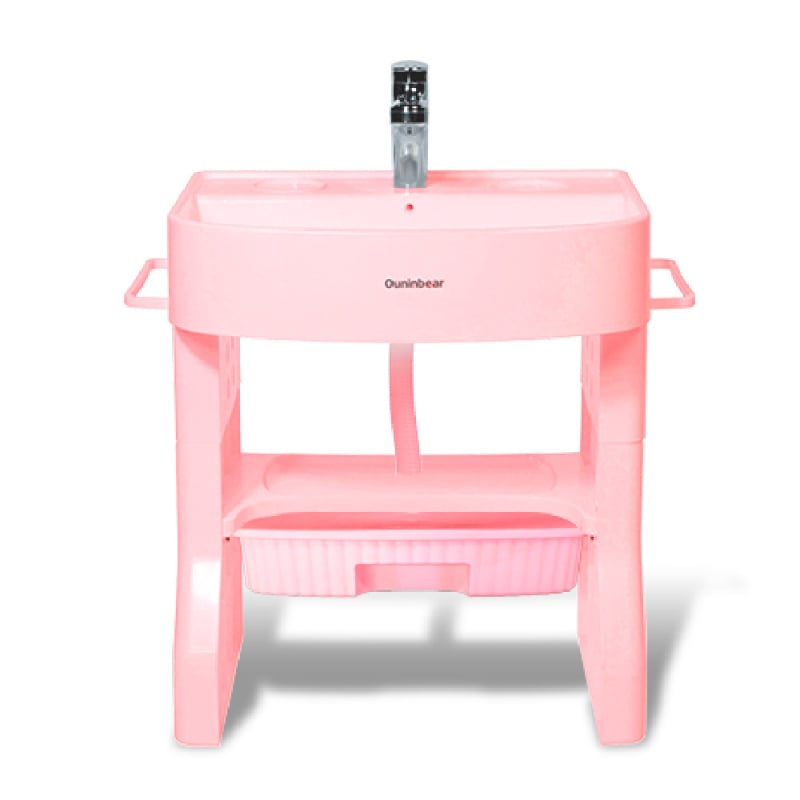 OUNINBEAR Детска стояща мивка за миене на ръце и лице с тренировка за миене на зъби — PP пластмаса; печат на лого; персонализиране; лицензиран частен етикет