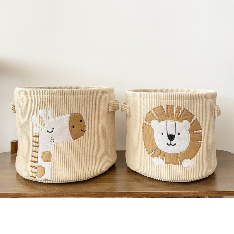 Kangas pesukorv ja ladustustopf karikatuurne disain – kaasaegne minimalistlik stiil, sobib riietele, mänguasjadele ja teistele esemetele