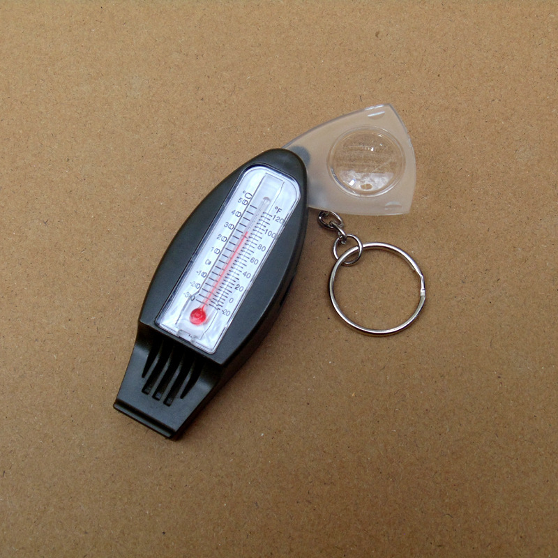 Кампинг мултиинструмент със компас, термометър, лупа и свирка (комплект от две части)