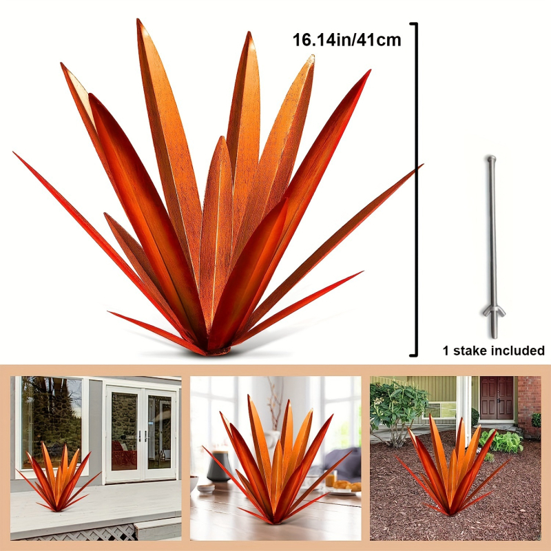 Geležinis meno sodo dekoras: agavė lauko įrenginiams plug-in, cinkuota plokštė, šiuolaikinis menas, puiki dovana, IP licencija: Nėra