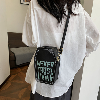 Γυναικεία τσάντα crossbody PU, κάθετη τετράγωνη μορφή, φερμουάρ, επένδυση από νάιλον, εσωτερική τσέπη με φερμουάρ