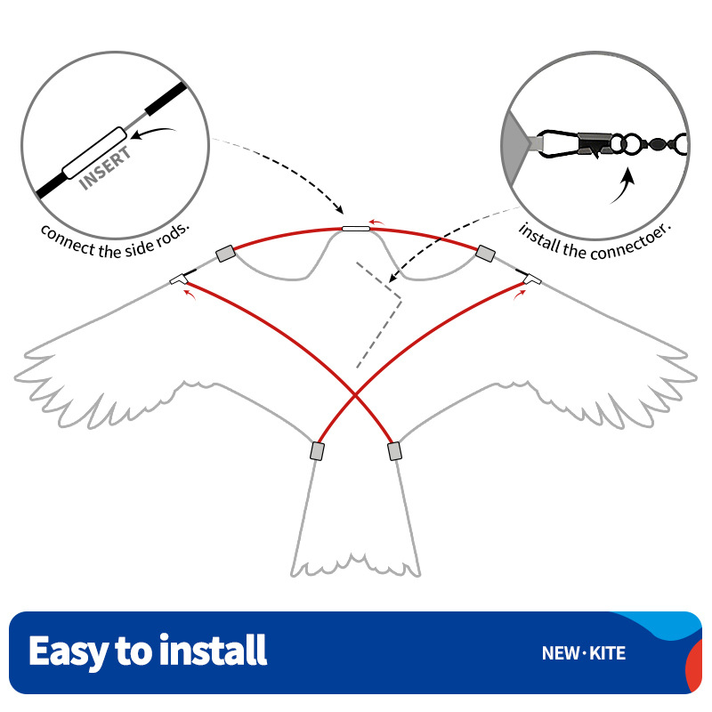 Кайт с твърди крила за отблъскване на птици, плат с каре, каркас от фибростъкло, произход: Weifang, персонализиране