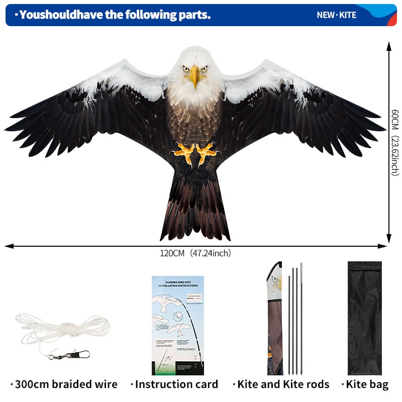 Кайт с твърди крила за отблъскване на птици, плат с каре, каркас от фибростъкло, произход: Weifang, персонализиране