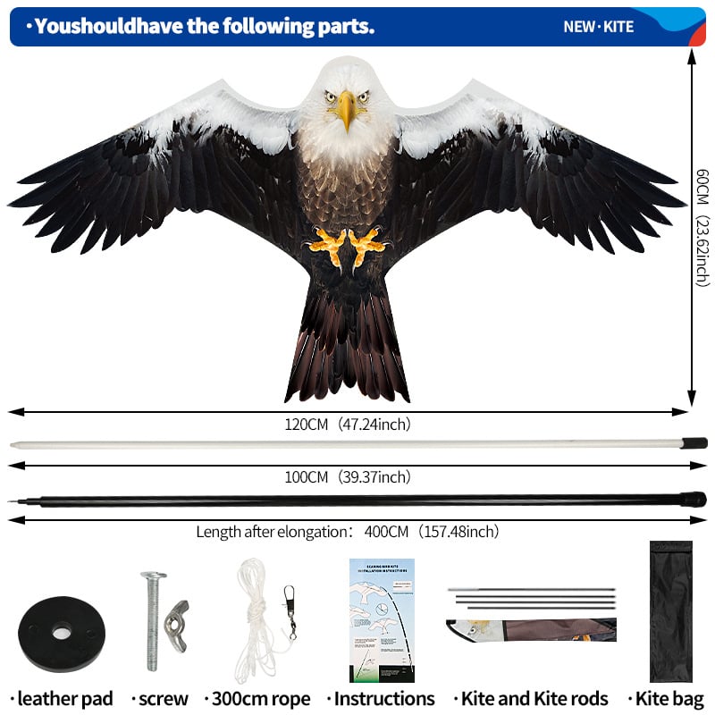 Кайт с твърди крила за отблъскване на птици, плат с каре, каркас от фибростъкло, произход: Weifang, персонализиране