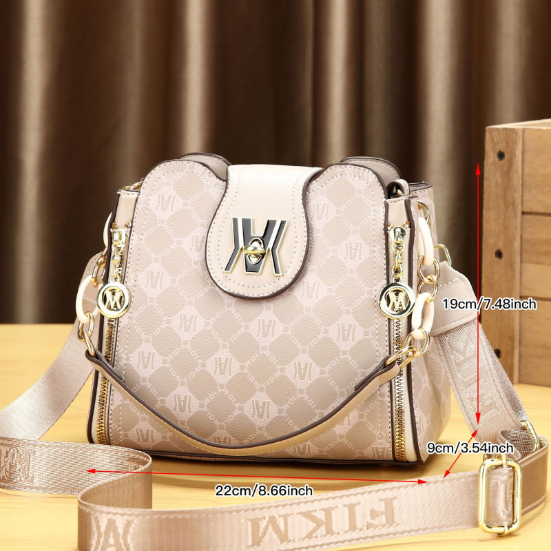 Yinximan Bucket Bag - PU Δέρμα, Αστικός Μινιμαλιστικό Στυλ, Κλείσιμο με Κλειδαριά