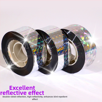 Paukščių atbaidymo juosta sode – lazerio atšvaitinė PET medžiaga, jungiamoji viela ar virvė, skirta ūkio plotams ir vaismedžių sodams