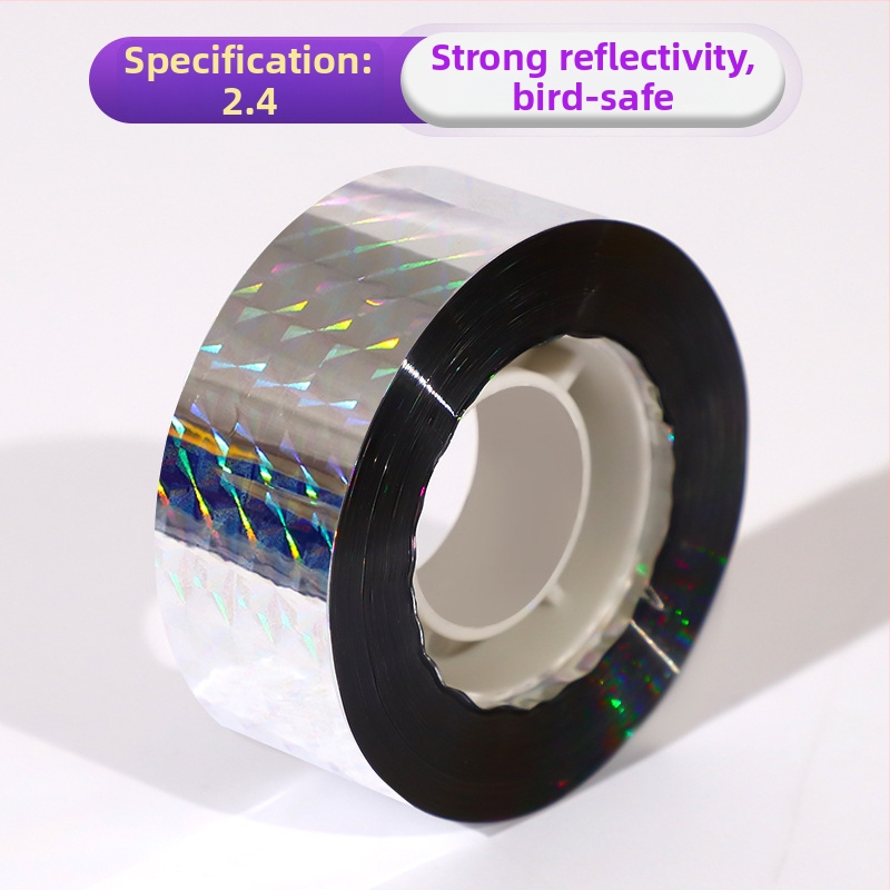 Paukščių atbaidymo juosta sode – lazerio atšvaitinė PET medžiaga, jungiamoji viela ar virvė, skirta ūkio plotams ir vaismedžių sodams