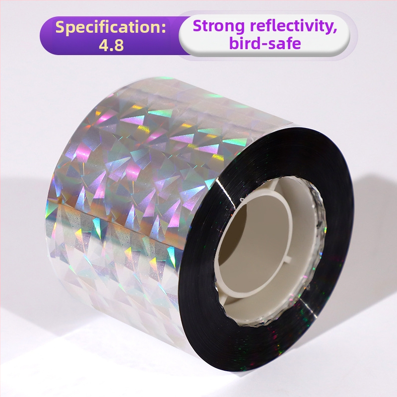 Paukščių atbaidymo juosta sode – lazerio atšvaitinė PET medžiaga, jungiamoji viela ar virvė, skirta ūkio plotams ir vaismedžių sodams