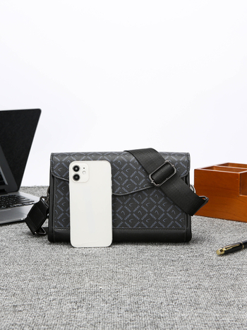 Meeste ristkott karbikujulise disainiga - PU materjal, geomeetriline muster, polüestervooder, LUMG