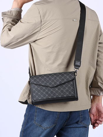 Meeste ristkott karbikujulise disainiga - PU materjal, geomeetriline muster, polüestervooder, LUMG