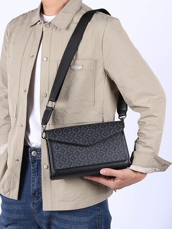 Meeste ristkott karbikujulise disainiga - PU materjal, geomeetriline muster, polüestervooder, LUMG