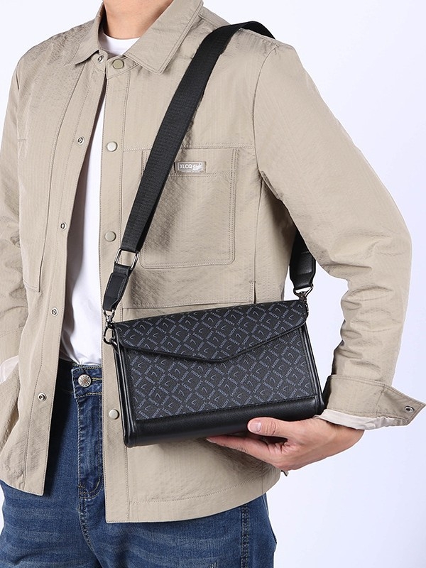 Meeste ristkott karbikujulise disainiga - PU materjal, geomeetriline muster, polüestervooder, LUMG