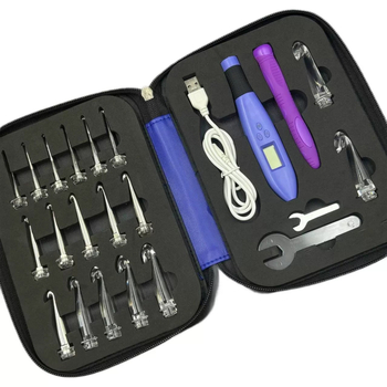 LED светеща кука за плетене 18‑в‑1 с двойна дръжка, USB интерфейс, силикон, цифров дисплей