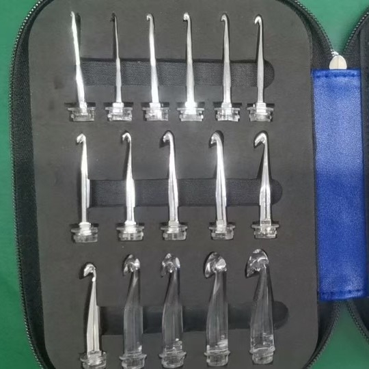 LED светеща кука за плетене 18‑в‑1 с двойна дръжка, USB интерфейс, силикон, цифров дисплей