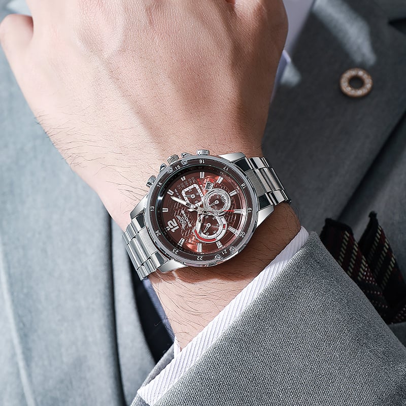 Мъжки кварцов часовник с движение z618, корпус от сплав, каишка от сплав, кръгъл циферблат, спирална корона