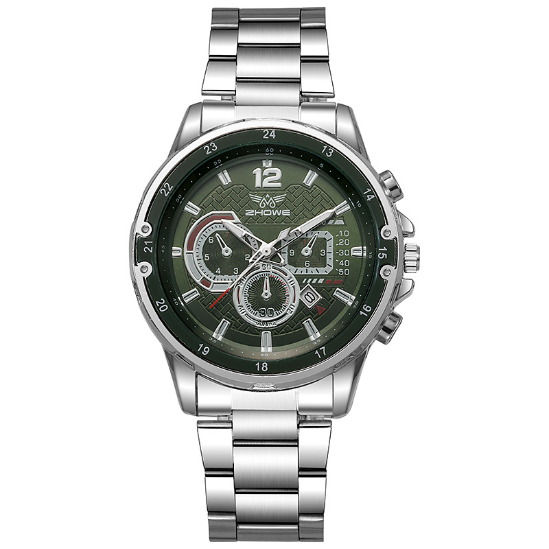 Мъжки кварцов часовник с движение z618, корпус от сплав, каишка от сплав, кръгъл циферблат, спирална корона