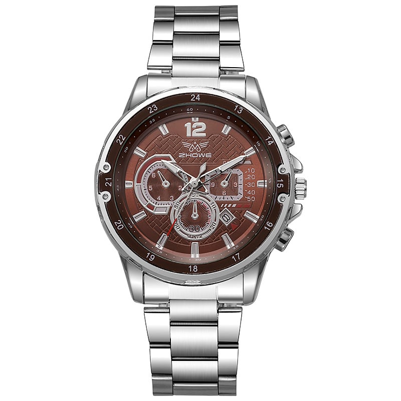 Мъжки кварцов часовник с движение z618, корпус от сплав, каишка от сплав, кръгъл циферблат, спирална корона