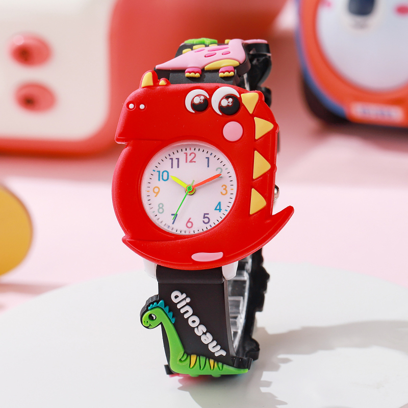 Παιδικό ρολόι με 3D σιλικόνη λουράκι σε σχήμα φτερών δεινοσαύρου, μηχανισμός Quartz Pearl 618, κυκλικός καντράν, βιδωτή κορώνα, δυνατότητα προσαρμοσμένου λογότυπου