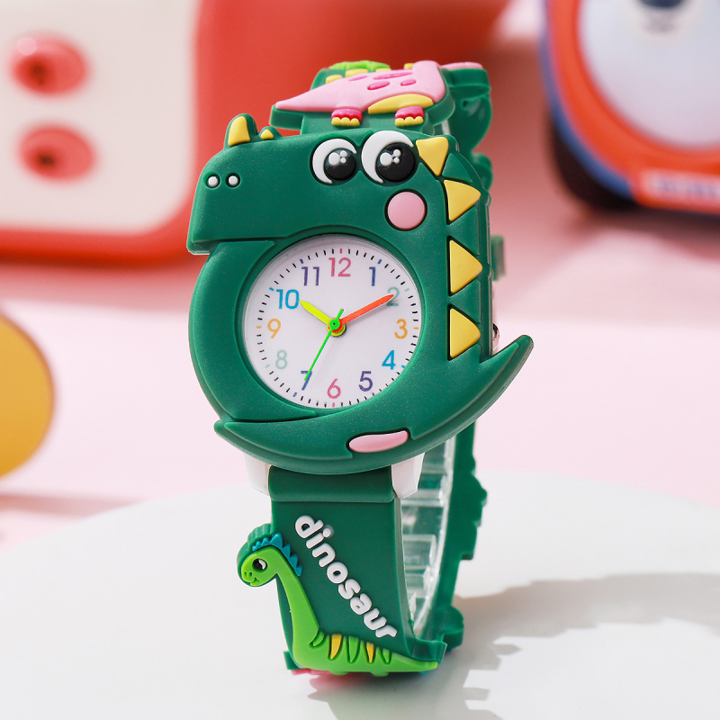 Παιδικό ρολόι με 3D σιλικόνη λουράκι σε σχήμα φτερών δεινοσαύρου, μηχανισμός Quartz Pearl 618, κυκλικός καντράν, βιδωτή κορώνα, δυνατότητα προσαρμοσμένου λογότυπου