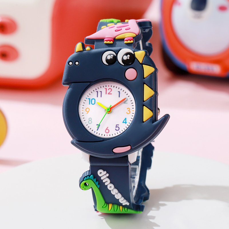 Παιδικό ρολόι με 3D σιλικόνη λουράκι σε σχήμα φτερών δεινοσαύρου, μηχανισμός Quartz Pearl 618, κυκλικός καντράν, βιδωτή κορώνα, δυνατότητα προσαρμοσμένου λογότυπου