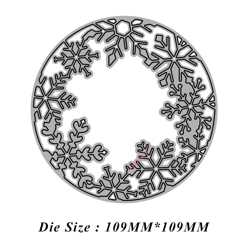 Матрица за рязане 7127, кръгла рамка със снежинка, метал (железо), гравирана, DIY ръчна изработка