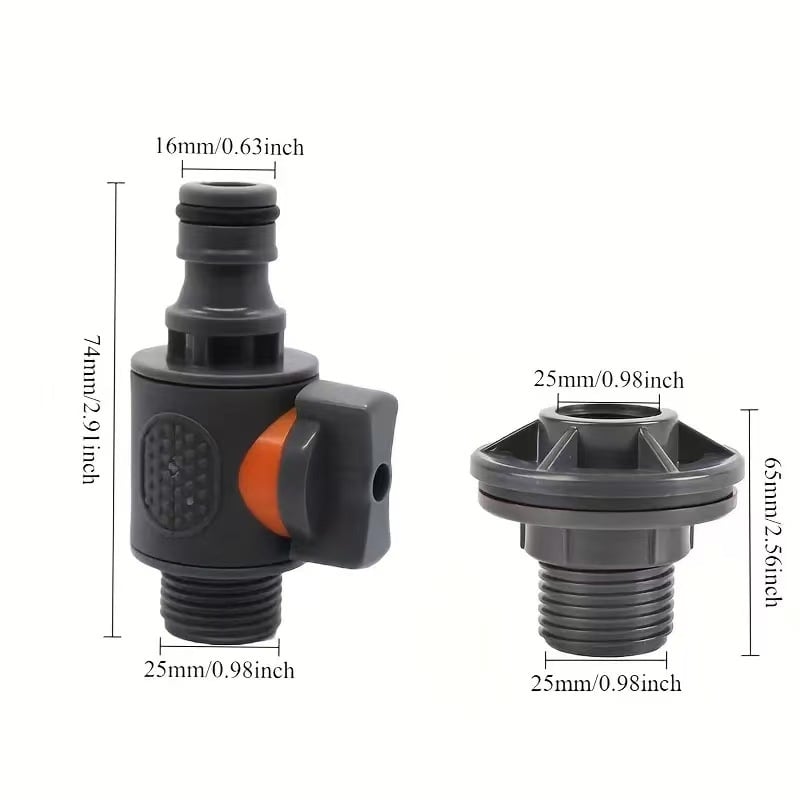 Veetanki ühendus ventiiliga ja keermühendusega