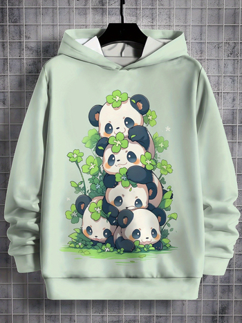 Детски суитшърт с качулка, 3D принт карикатура, полиестер 100%, дълъг ръкав, пуловер, за деца над 8 години