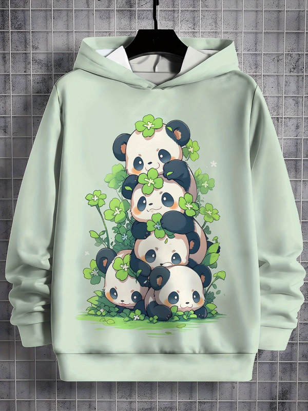 Детски суитшърт с качулка, 3D принт карикатура, полиестер 100%, дълъг ръкав, пуловер, за деца над 8 години