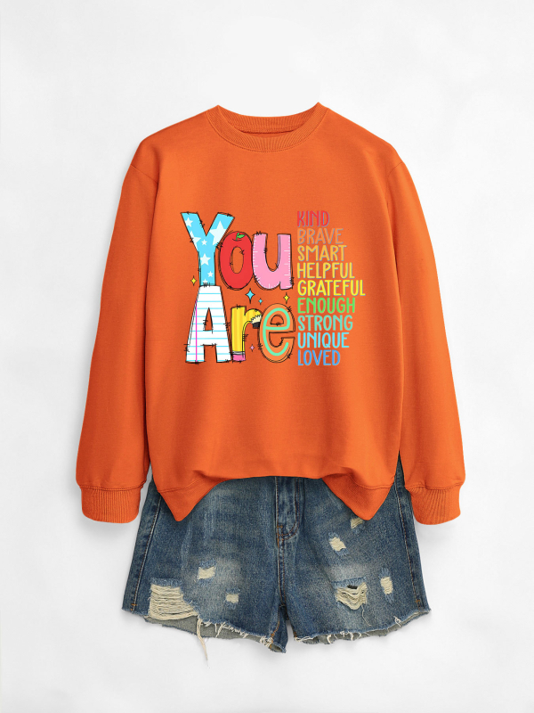 Hanorac dama din bumbac, croială lejeră, guler rotund, mâneci lungi, lungime medie, imprimeu, amestec bumbac-poliester