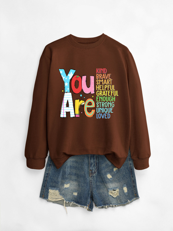 Hanorac dama din bumbac, croială lejeră, guler rotund, mâneci lungi, lungime medie, imprimeu, amestec bumbac-poliester