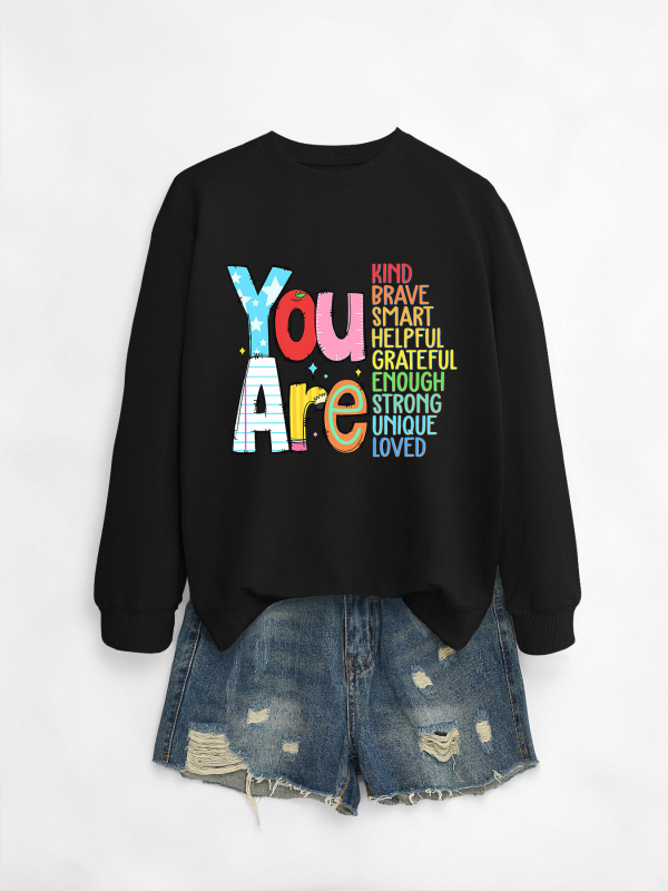 Hanorac dama din bumbac, croială lejeră, guler rotund, mâneci lungi, lungime medie, imprimeu, amestec bumbac-poliester