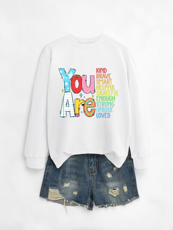 Hanorac dama din bumbac, croială lejeră, guler rotund, mâneci lungi, lungime medie, imprimeu, amestec bumbac-poliester