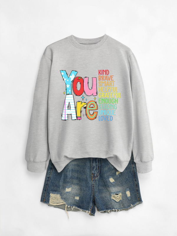 Hanorac dama din bumbac, croială lejeră, guler rotund, mâneci lungi, lungime medie, imprimeu, amestec bumbac-poliester