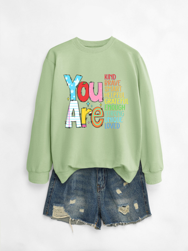 Hanorac dama din bumbac, croială lejeră, guler rotund, mâneci lungi, lungime medie, imprimeu, amestec bumbac-poliester