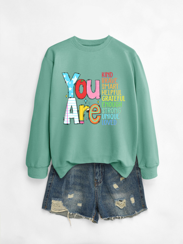 Hanorac dama din bumbac, croială lejeră, guler rotund, mâneci lungi, lungime medie, imprimeu, amestec bumbac-poliester