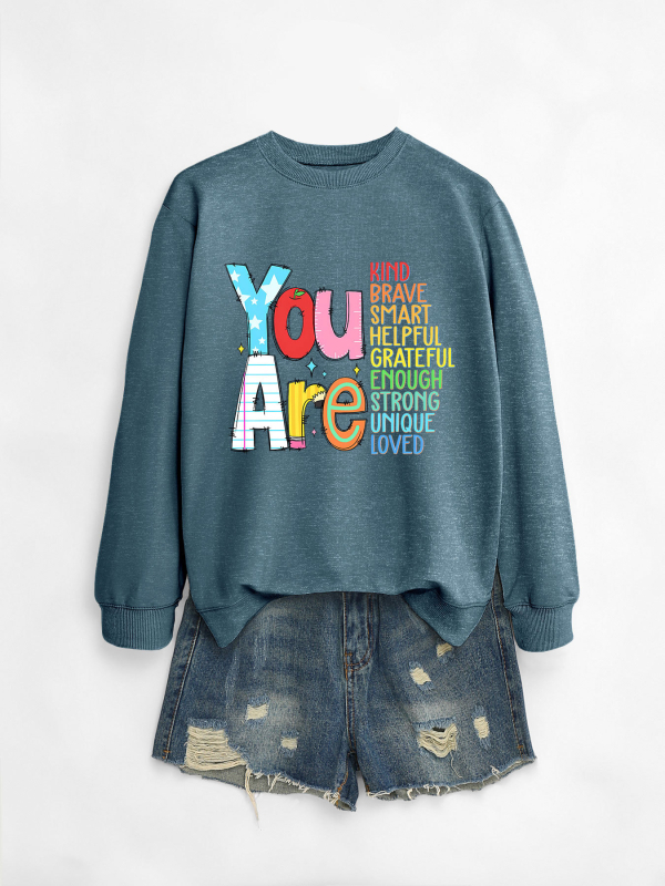 Hanorac dama din bumbac, croială lejeră, guler rotund, mâneci lungi, lungime medie, imprimeu, amestec bumbac-poliester