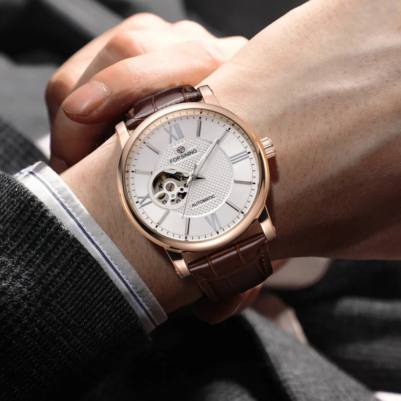 FORSINING автоматичен механичен часовник с турбийон, светещ, водоустойчив, корпус от сплав