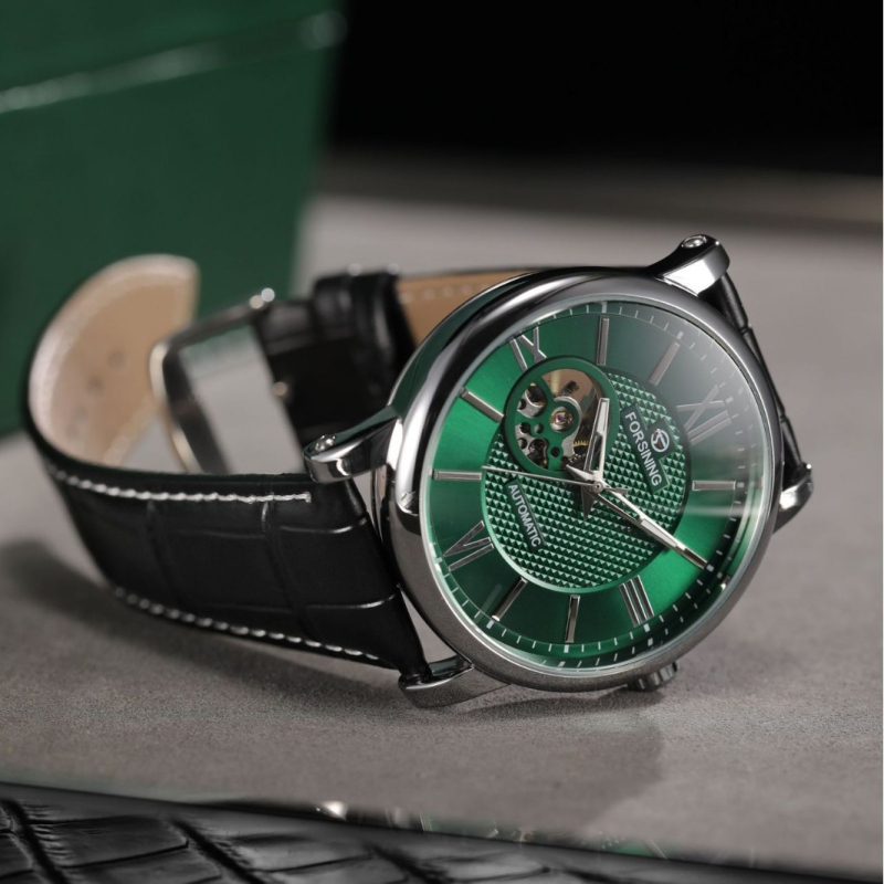 FORSINING автоматичен механичен часовник с турбийон, светещ, водоустойчив, корпус от сплав