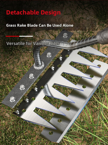 Mangaani terasest reha – mitmekülgne aiatööriist umrohu tõrjeks ja köögiviljade istutamiseks, viie hammaste disain, mulla lõdvestamine