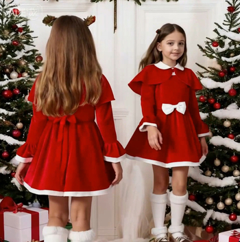 Детска коледна рокля за костюм на Дядо Коледа, плат, шиене, реквизит за гримиране, готова за употреба