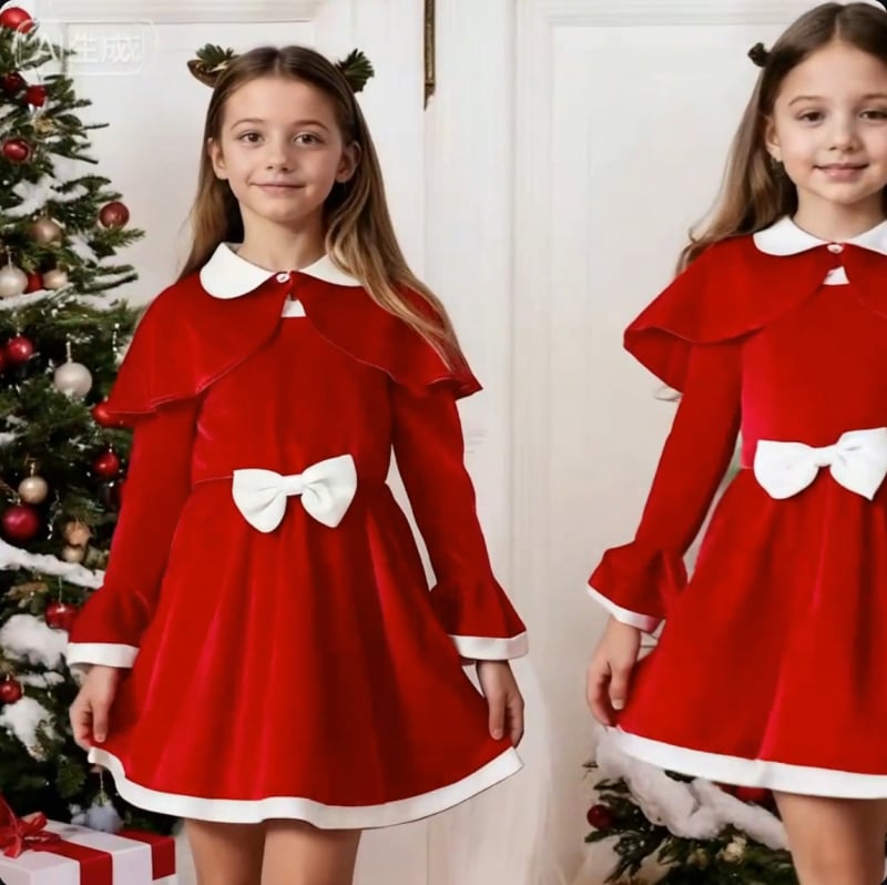 Детска коледна рокля за костюм на Дядо Коледа, плат, шиене, реквизит за гримиране, готова за употреба