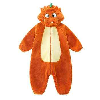 Детска пижама-комбинезон с флисово подплатено вътрешно, динозавърски принт, полиестер 95% (дебела тъкан), за пролет и есен, антистатично, антибактериално, запазва топлината, влагоотводяща