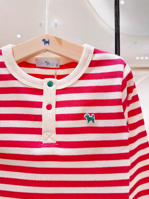 Детски двучастен комплект за домашно облекло с райета, мультяшен мотив, памук 90%, дълги ръкави, за деца 3–8 г.