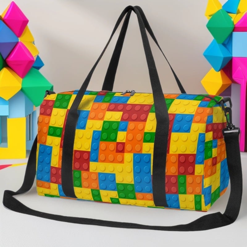 Чанта за пътуване с капацитет под 20 л, полиестер, геометричен принт, разширяем капацитет, унисекс, за пътуване за отдих