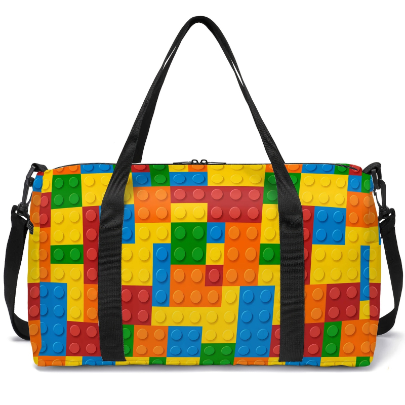 Чанта за пътуване с капацитет под 20 л, полиестер, геометричен принт, разширяем капацитет, унисекс, за пътуване за отдих