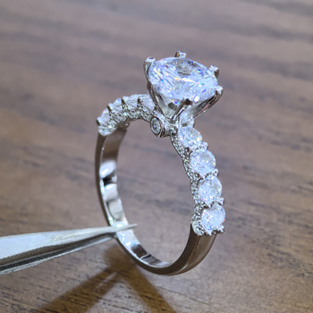 Пръстен с корона и вълнов дизайн, медна сплав, с диамантено изпълнение, дворцов стил, за жени