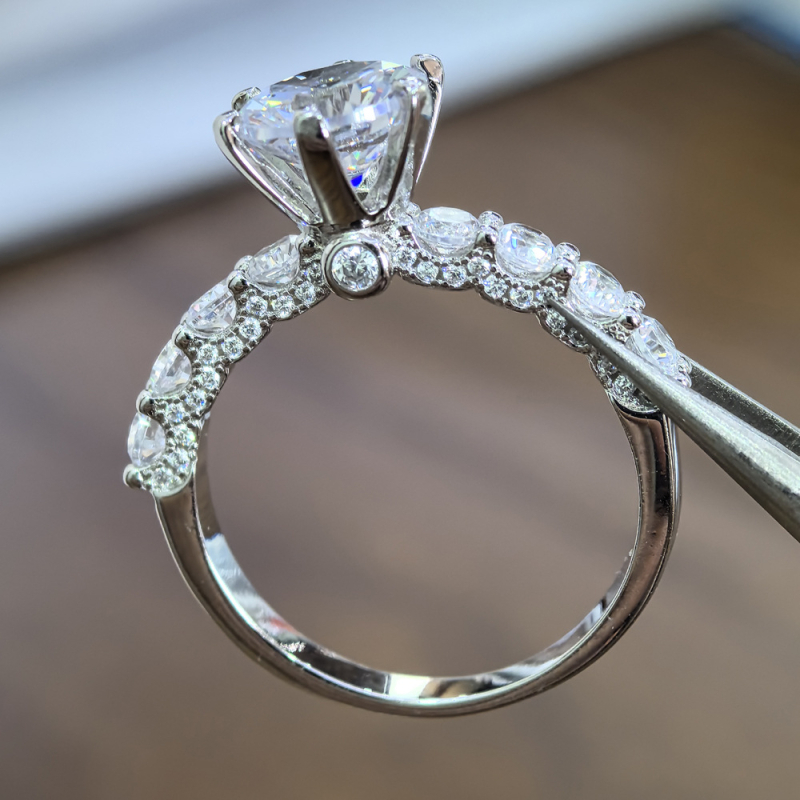 Пръстен с корона и вълнов дизайн, медна сплав, с диамантено изпълнение, дворцов стил, за жени