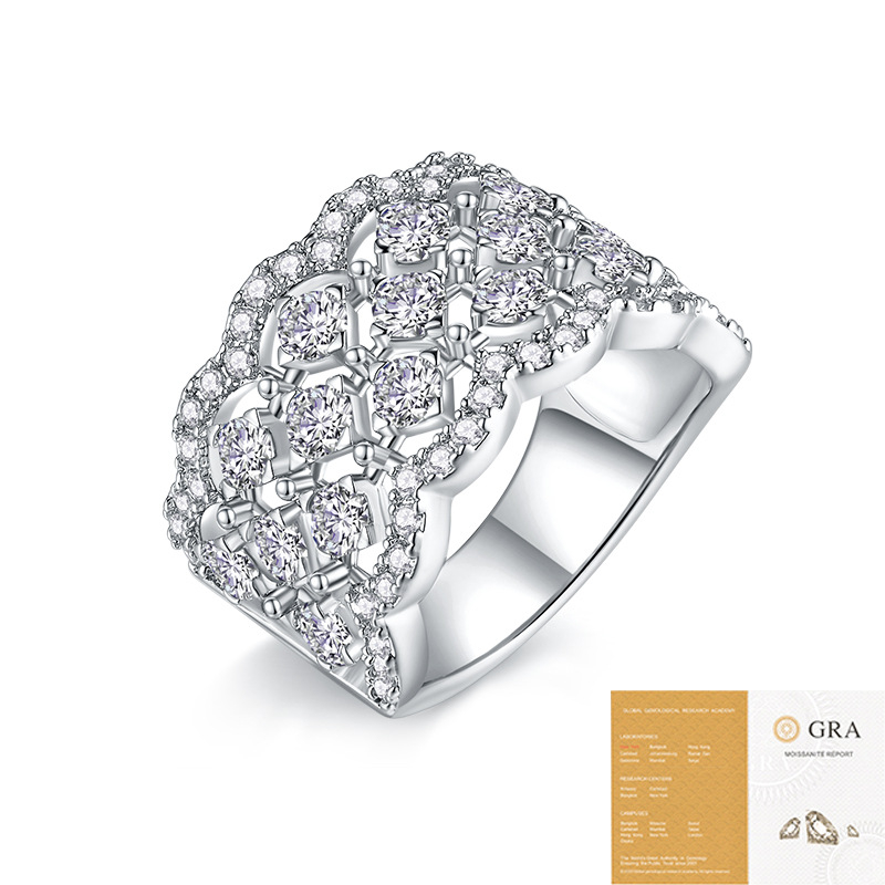 Женски пръстен от 925 сребро с Moissanite инлей – геометричен дизайн, луксозно усещане